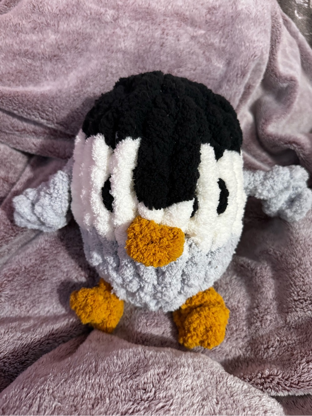 Plush Penguin Small stuffed Toy - Black, White, Gray & Gold